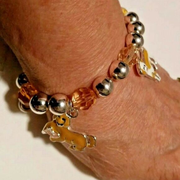 🐈🐾🐕‍🦺Dog Charm Bracelet Silver/Topaz/Beads/Beagle/Sheppard/Lab/Schnau - Picture 4 of 11